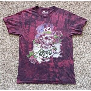 Poison Band T-Shirt Men's Medium Skull Graphic Tie Dye Red Short Sleeve